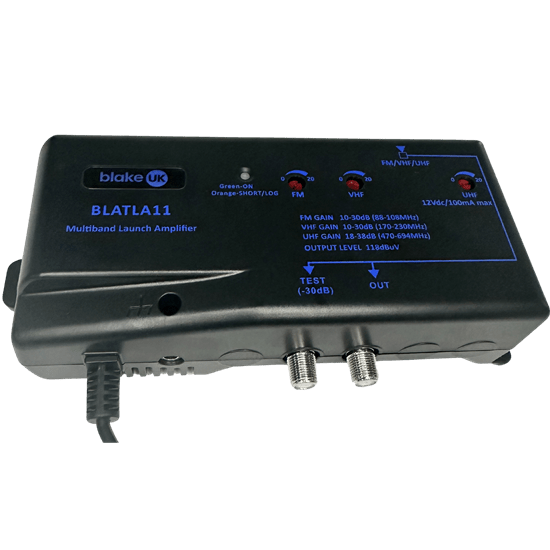 Class 1 FM/DAB/UHF Terrestrial Launch Amplifier With 30dB Test Point 20dB Attenuation On All Bands