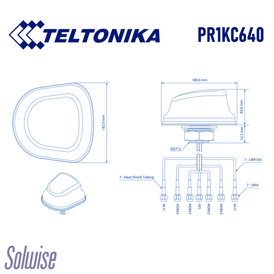 Teltonika 5G WiFi GPS Roof Mount Antenna